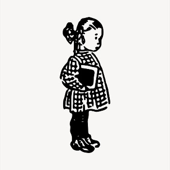 Schoolgirl clipart, vintage hand drawn | Free Vector - rawpixel