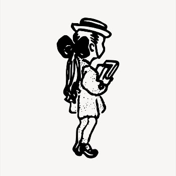 Schoolgirl clipart, vintage hand drawn | Free Vector - rawpixel