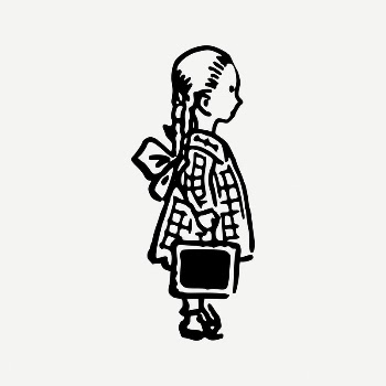 Schoolgirl drawing, vintage illustration psd. | Free PSD - rawpixel
