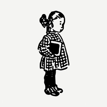 Schoolgirl drawing, vintage illustration psd. | Free PSD - rawpixel