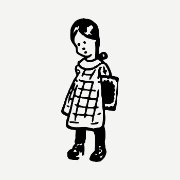 Schoolgirl drawing, vintage illustration psd. | Free PSD - rawpixel