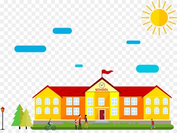 Schoolyard Cartoon Drawing - Vector illustration school buildings 