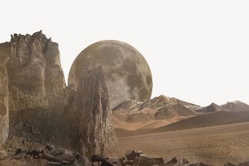 Sci-fi mars landscape border, surreal | Free PSD - rawpixel