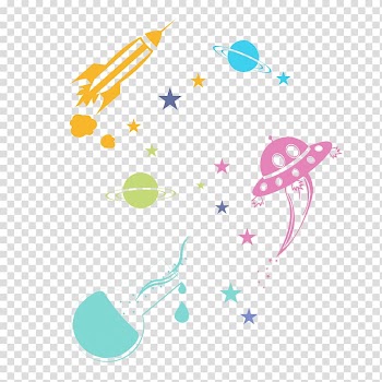 Science Cartoon , Textured color cartoon UFO element transparent background PNG clipart