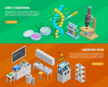 Science horizontal banners set