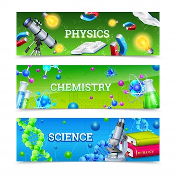 Science laboratory equipment horizontal banners