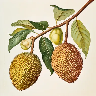 Scientific Illustration of Durian Tree Branch