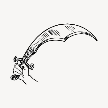 Scimitar sword clipart, vintage hand | Free Vector - rawpixel