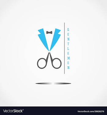 Scissor and tuxedo logo design vector image