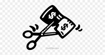 Scissor Cutting Money Royalty Free Vector Clip Art - Scissors Cutting Money Clipart