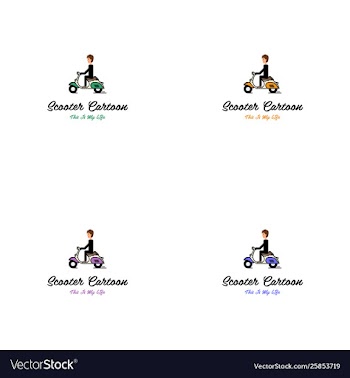 Scooter cartoon boy logo design vector image
