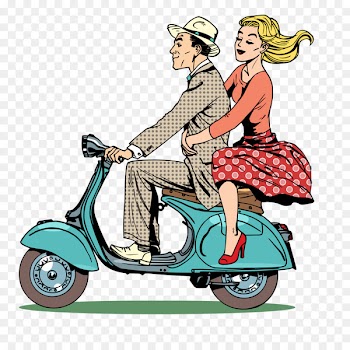 Scooter Piaggio Vespa Motorcycle - Motorcycle couple 