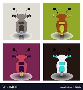 Scooter vintage retro monoline vector image