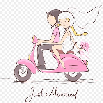 Scooter Wedding invitation Bridegroom - Motorcycle couple 