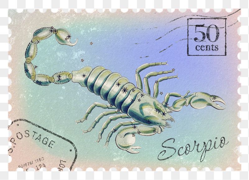 Scorpio png post stamp sticker, | Free PNG - rawpixel