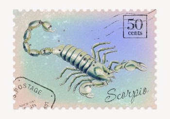 Scorpio postage stamp, animal collage | Free PSD - rawpixel