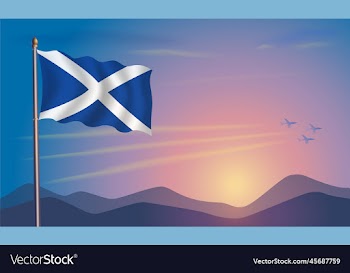 scotland flag in the morning sun