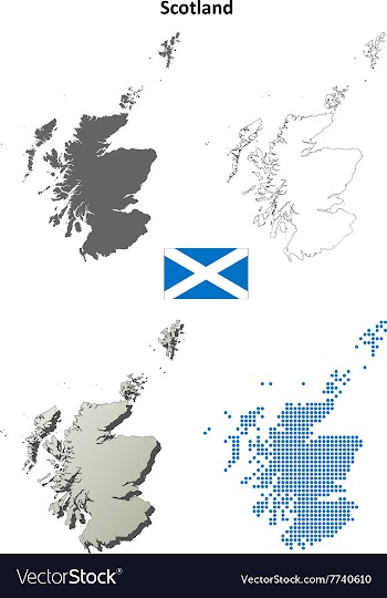 Scotland outline map set vector image