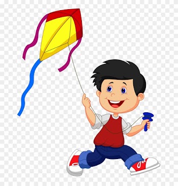 Scrap - Boy Flying Kite Clip Art