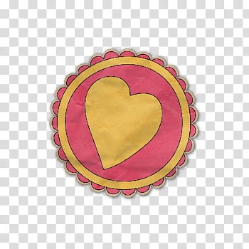Scrapbooking elements, yellow and pink heart sticker transparent background PNG clipart