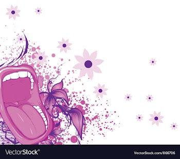 Screaming mouth with floral background and splash vector image