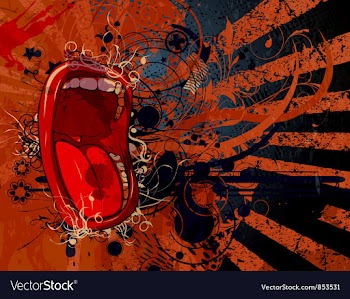 Screaming mouth with grunge background vector image