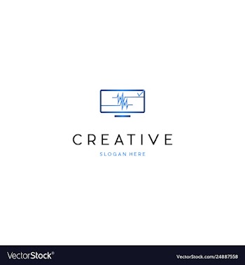Screen monitor pulse networking creative logo vector image