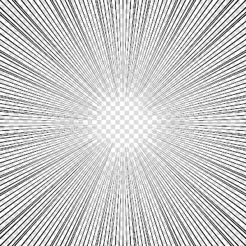 Screentones action lines, black and white rays transparent background PNG clipart