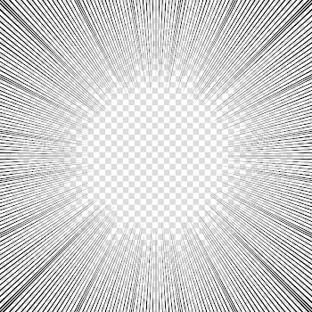 Screentones action lines, black line with sun rays illustration transparent background PNG clipart
