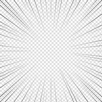 Screentones action lines , black lines radial sunburst transparent background PNG clipart