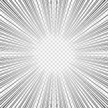 Screentones action lines, black lines towards center border transparent background PNG clipart