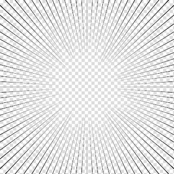 Screentones action lines, black lines towards center border transparent background PNG clipart
