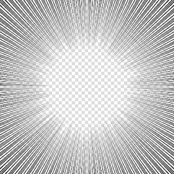 Screentones action lines, black lines with sun rays illustration transparent background PNG clipart