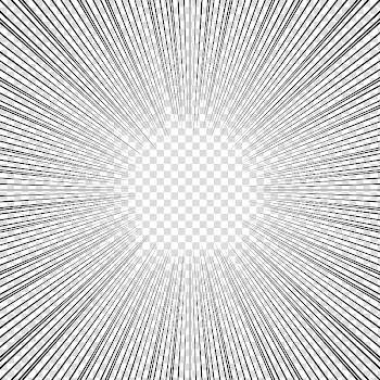 Screentones action lines, black lines with sun rays illustration transparent background PNG clipart