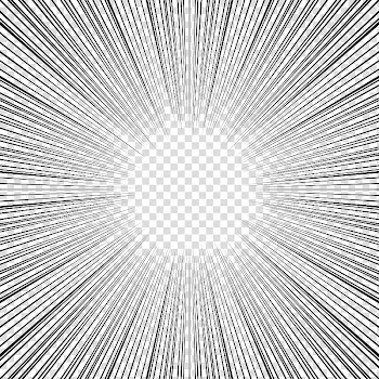 Screentones action lines, black lines with sun rays illustration transparent background PNG clipart