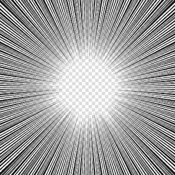 Screentones action lines, black lines with sun rays transparent background PNG clipart