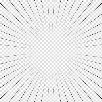 Screentones action lines, black radial lines on blue background transparent background PNG clipart