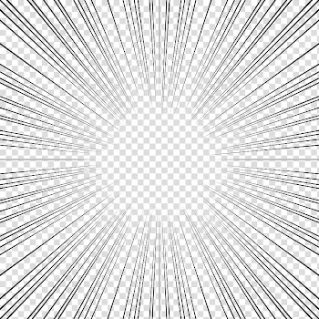 Screentones action lines, black radial lines sunburst transparent background PNG clipart