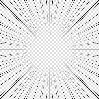 Screentones action lines, black radial lines sunburst transparent background PNG clipart