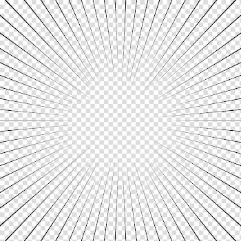 Screentones action lines, black rays icon transparent background PNG clipart