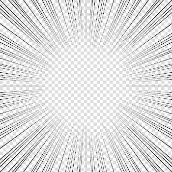 Screentones action lines, black striped frame transparent background PNG clipart