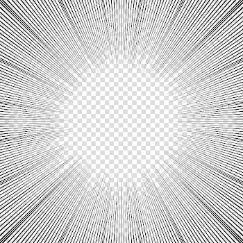 Screentones action lines, black striped frame transparent background PNG clipart