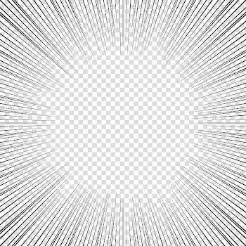 Screentones action lines , black sunburst frame transparent background PNG clipart