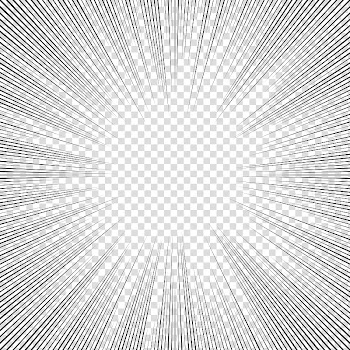 Screentones action lines , black sunburst frame transparent background PNG clipart
