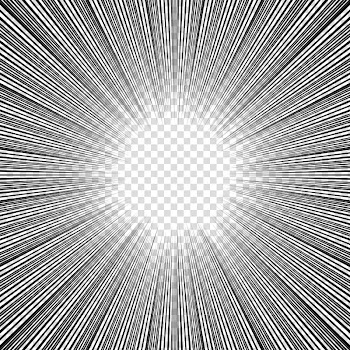 Screentones action lines, black sunburst frame transparent background PNG clipart