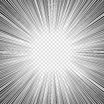 Screentones action lines , black sunburst frame transparent background PNG clipart