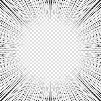 Screentones action lines , black sunburst frame transparent background PNG clipart