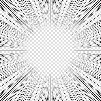 Screentones action lines, black sunburst icon transparent background PNG clipart