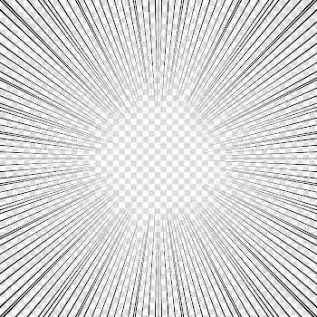 Screentones action lines, black sunburst transparent background PNG clipart