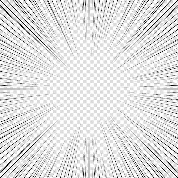 Screentones action lines , black thin lines radial sunburst transparent background PNG clipart